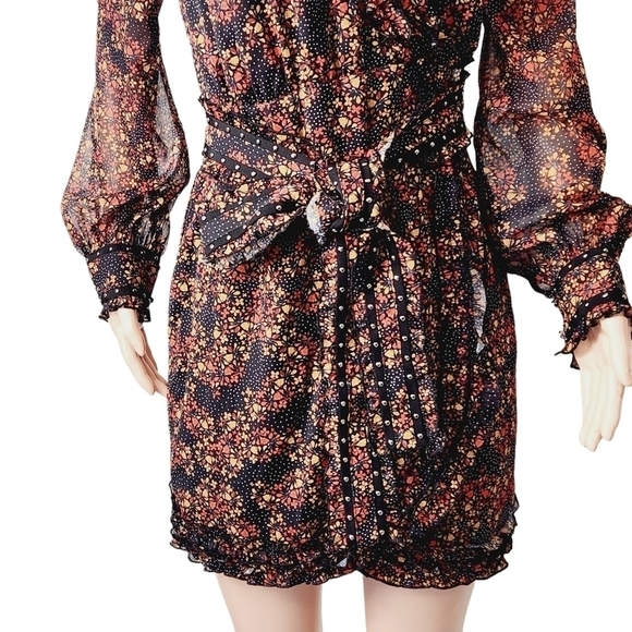 STEVIE May - Monarch Mini Wrap Around Dress Metal Studded Belt Size: L - Picture 7 of 16